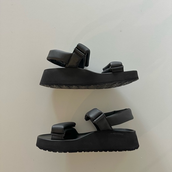 NEW? Birkenstock Papillio Theda Wedge Sandals Black 39 8-8.5 Chunky - Picture 2 of 8